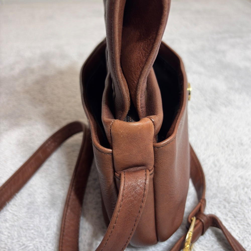 Stone Mountain Crossbody Bag Women's Brown Leather Double Flap With Zip Vintage - Picture 5 of 10